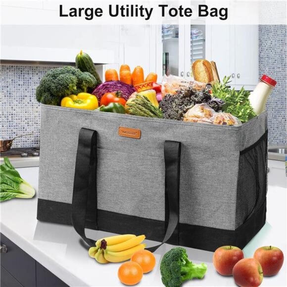 Extra Large Foldable Grocery Tote Bag With Handles for Storage, Picnics, Beach - Picture 2 of 7